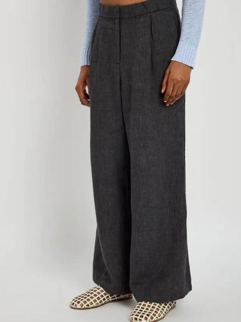 Eileen Fisher Washed Organic Linen Délavé Trouser Pants Graphite Size XL NWT